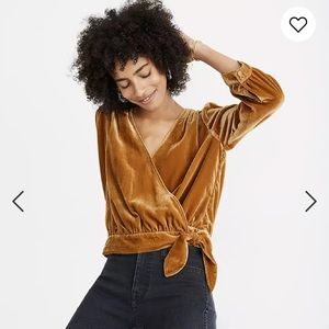 Madewell Green Velvet Wrap Top